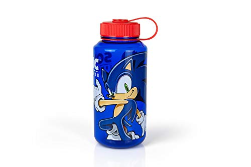 Sonic The Hedgehog Plastic Water Bottle - Reusable 32oz Travel Tumbler Drink Holder With Leak/Spill-Proof Lid - Great For School, Sports, Backpack, Lunchbox, Birthday Party Favors - From Just Funky!