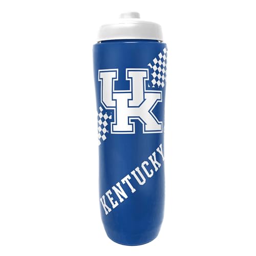 Party Animal NCAA Squeeze Bottle, 32 oz, Kentucky Wildcats | Slim, lightweight BPA-free sports water bottle with quick-flow squeeze; fits backpacks & cup holders for kids or adults - style: Kentucky Wildcats