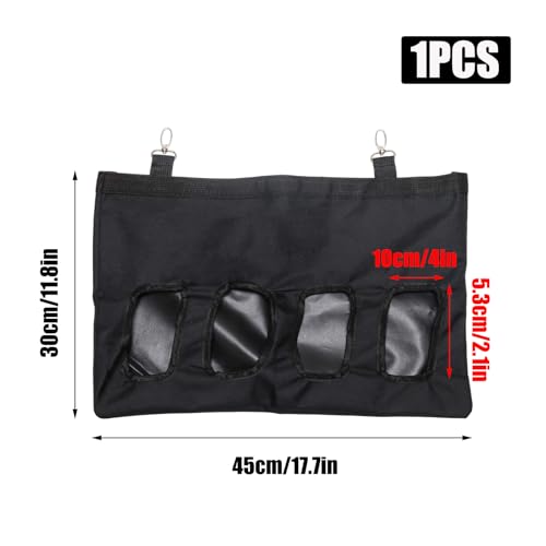 Rabbit Hay Feeder Bag Hanging Guinea Pig Hay Feeder with 4 Holes Large Capacity Oxford Cloth Hanging Hays Bag for Chinchilla Hamster Bunny Small Animal Pet Storage Pouch (Black) - size: Large