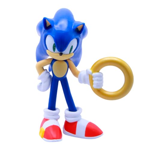 Just Toys – Sonic the Hedgehog Action Figure, 4" Buildable Poseable | Officially Licensed Sonic figure with interchangeable arms & accessories — 4 inch articulated, poseable collectible - style: Sonic