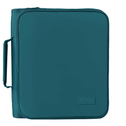 SUNEE Zippered Binder Bag with Handle, 2-Inch 3-Ring O-Ring, 500-Sheet Capacity, Includes Zip Pocket, 5-Tab Expanding File Folder, Multi-Pocket Organizer Binder for Middle School, Dark Teal-Green - color: Dark Teal-green