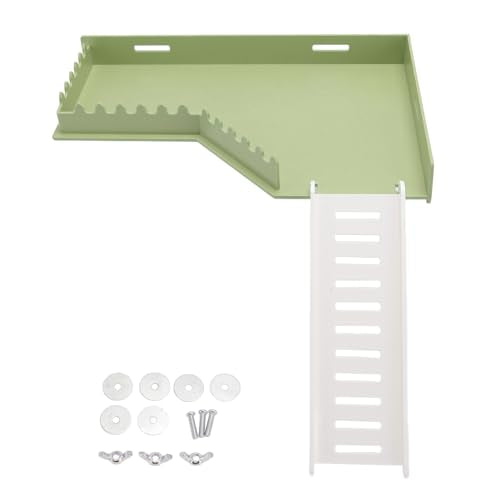 Hamster Play Platform, Plastic Hamster Platform with Ladder, Small Animals Standing Platform, Hamster Stand Platform Toys, Small Animal Cage Standing Platform for Guinea Pig - size: L Shape