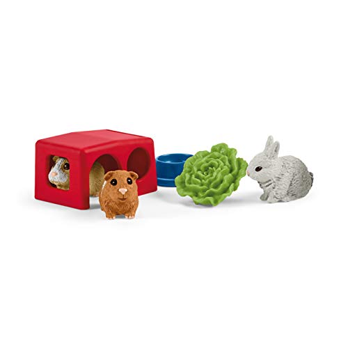 Schleich Farm World 14-Piece Rabbit and Guinea Pig Hutch Toy Set with Animal Figures for Kids Ages 3-8, 5.7 x 19 x 11.5 cm - size: Former Box Style