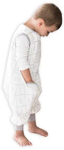 Dreamsuit Walker Toddler Sleep Sack with Feet and Legs, 3T-4T | 70% Rayon Made from Bamboo, 30% Organic Cotton, 0.8 TOG Summer, 2-Way Zipper, Buttery Soft Wearable Blanket, Cactus - color: (1.2 Tog) Alphabet, size: 3-4T