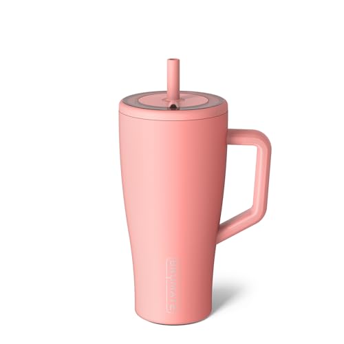 BrüMate Era 30 oz Tumbler with Handle and Straw | 100% Leakproof Insulated Water Bottle Tumbler with Lid and Flexible SoftSip Straw | Made of Stainless Steel | Cup Holder Friendly | 30oz (Guava) - color: Guava, size: 30oz