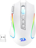 Redragon M612 Wireless RGB Optical Gaming Mouse 8000 DPI Remapping Keys | Cable-Free 0 Delay, Redefine Keybinding Macro, Vibing Backlight, Ergonomic Grip Body Comfort - color: White, style: Wireless