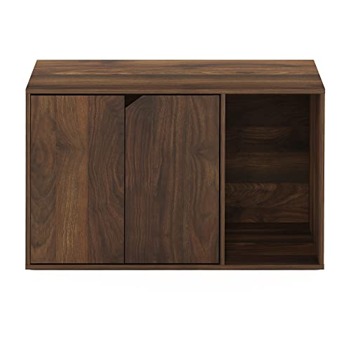 Furinno Peli Litter Box Enclosure, Columbia Walnut | Side Entrance, Hidden Litter Box Furniture, Wooden Pet House, Easy Assembly, for Living Room - color: Columbia Walnut, size: Large
