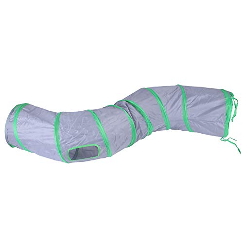 iCAGY Cat Tunnel Toys for Indoor Cats Kittens Rabbits, Pet Toy Play Tunnels | Interactive Crinkle Pop Up Tunnel Toys, Relieve Cat Boredom, Gray 47" Shape S - color: Grey
