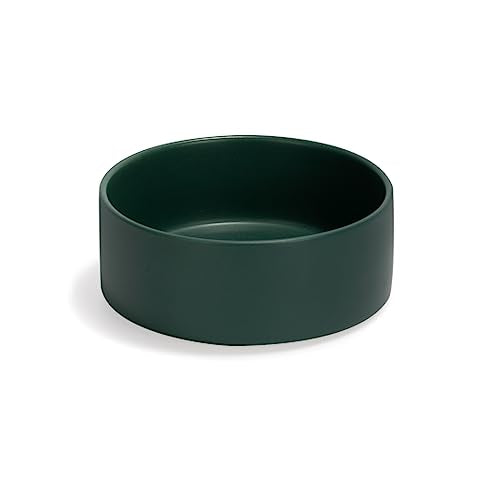 SPUNKYJUNKY 13.5OZ Ceramic Dog and Cat Bowl, Modern Cute Weighted Food Water Bowl for Replacement Green (2 Pack) - color: Green, size: 1.7 CUPS × 2