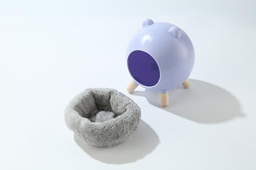 TUTU&LELE Hamster Hideout Space Elf Nest, Tiny House Bed with Round Plush Pad for Hamsters, Mice, Gerbils to Sleep & Play (Purple) - color: Purple