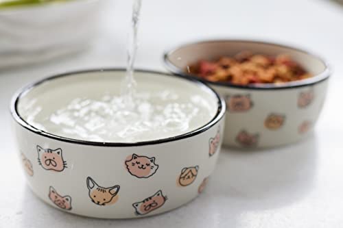 Pearhead Ceramic Cat Bowl, Holds 12 oz, Cute Cat Face Design - color: Blush Cat Faces, size: Single Bowl