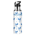 Custom Blue Bows Ribbons Polka Dots Water Bottle Kids Stainless Steel Bottle with Straw Lid Personalized Name Boys Girls Insulated Cup for School 20 oz - color: Multi102