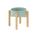 Havniva Elevated Dog Bowls Ceramic Dog Bowls with Stand, Dog Food Bowl | 8.3” Raised Dog Bowls with Non-Slip Wood Stand, Dog Food and Water Bowl Set, Dog Feeding Bowls for Large Dogs - color: Bowl+Stand - Light Green, size: 8.3inch