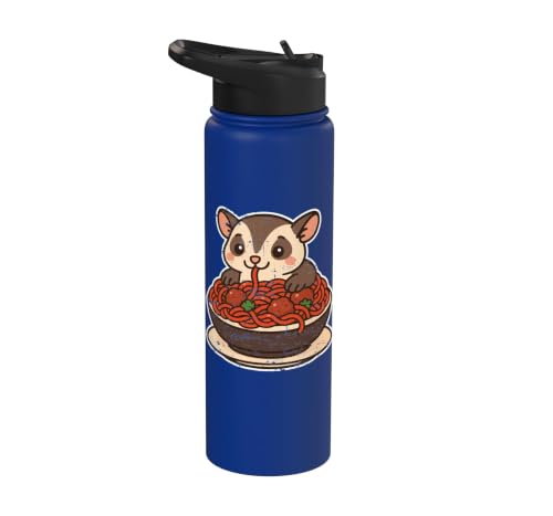 Cute Sugar Glider Spaghetti Pasta Stainless Steel Insulated Water Bottle - color: Royal Blue