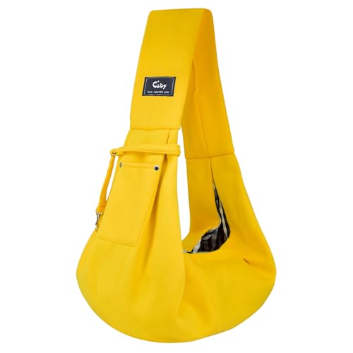 Dog and Cat Sling Carrier - Hands Free Reversible Pet Papoose Bag - Soft Pouch and Tote Design - Suitable for Puppy, Small Dogs Cats Outdoor - color: Yellow