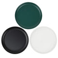 Ceramic Shallow Cat Dish 6 inch, Whisker Fatigue Free Cat Food Bowls, Wide and Small Pet Plate for Kitten and Kitty, Short Legged Munchkin Cat - color: 3 Pack - White & Black & Green