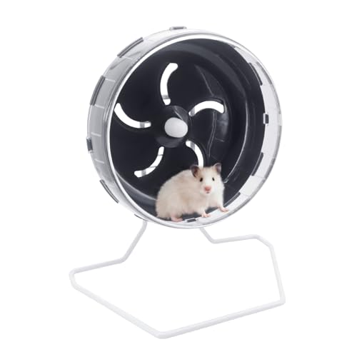 Hamster Wheel Treadmill Wheel, Silent Hamster Exercise Wheels, Freely Adjustable in Height Or Assembled in Cage, for Hamsters or Other Small Animals - Black