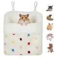 1-Pack Hanging Plush Sleeping Pouch Bag - Warm Hammock Bed for Hamsters, Sugar Gliders, Rats, Hedgehogs, Squirrels & Small Pets - Portable Soft Hideout with Double Hooks (White,)