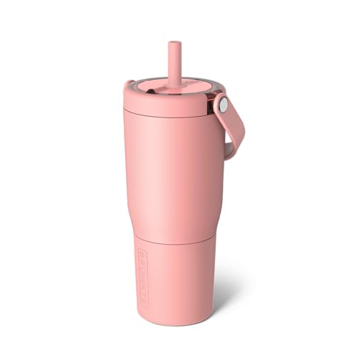 BrüMate Resa 25oz 100% Leakproof Travel Tumbler with Handle & Straw | Flexible SoftSip Straw | Silicone Sleeve for Durability | Stainless Steel | Cup Holder & Travel Friendly Water Bottle | (Guava) - color: Guava, size: 25 oz