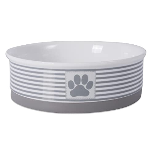 Bone Dry Paw & Patch Ceramic Pet Collection, Large Set, 7.5x2.4", Gray, 2 Piece - color: Gray, size: Large Bowl Set, 7.5x2.4"