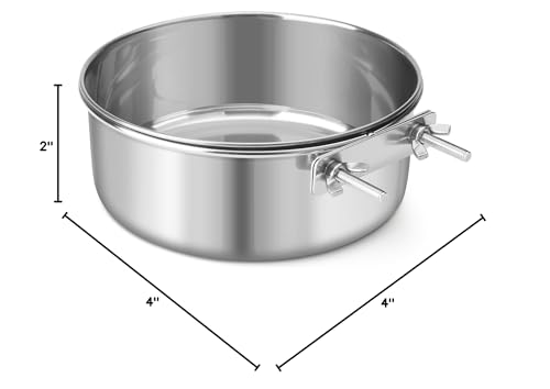 Dog Bowl Stainless Steel Pet Hanging Food Water Bowl Cage Feeding Cup Feeder for Dogs Cats Rabbits Birds Small Animal (X-Large) | Rust-resistant, detachable bracket for easy cleaning & refilling, no spill, for dogs/cats/rabbits/birds cage kennel, 56oz - c