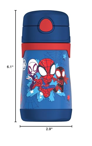THERMOS Vacuum Insulated Stainless Steel 10oz Straw Bottle, Spidey and His Amazing - color: Spidey and His Amazing, size: 10 Ounces