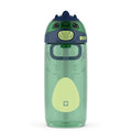 Ello Ellies 16oz BPA-Free Plastic Leakproof Kids Water Bottle, Dino | Animal shaped plastic kids water bottle with straw, leakproof locking lid, carry handle, & BPA-free design for school lunches - color: Dino, size: 16 Ounces
