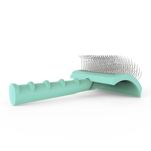 Dog Slicker Bursh for Goldendoodles Toy Poodles Fluff Shedding. | Soft Bristles,Curved Brushes for Dogs Cats,Thick Long Curly Hair Fluffy Matted Hair,Remove Tangles,Mats,Knots,Loose Fur.25mm. - color: green