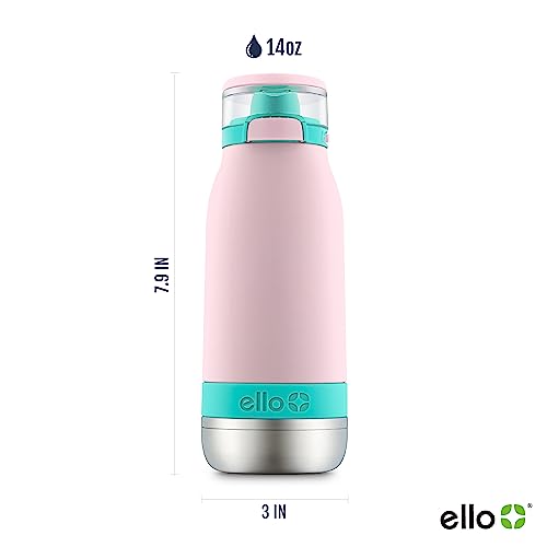 Ello Emma 14oz Insulated Stainless Kids Water Bottle with Straw, Cotton Candy - color: Cotton Candy