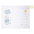 Disney Winnie The Pooh White, Yellow, and Aqua Super Soft Milestone Baby Blanket - color: Disney Winnie the Pooh