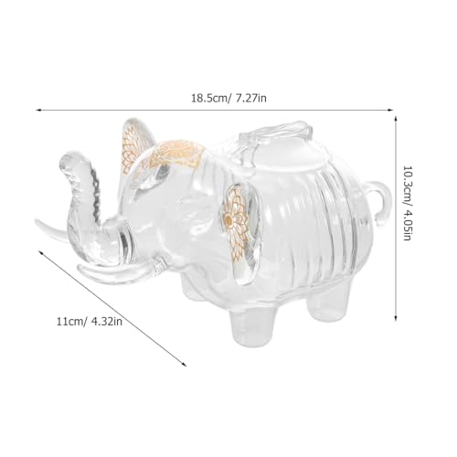 BESPORTBLE Glass Elephant Piggy Bank Clear Coin Storage Jar Animal Money Bank Change Holder Case for Kids Savings Elephant Home Decor 7.28 X 4.33 X 4.05 in