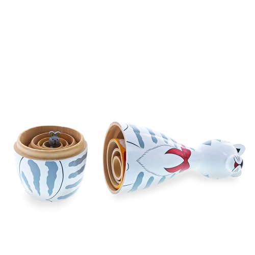 BestPysanky Four Cats and Mouse Wooden Nesting Dolls 7 Inches