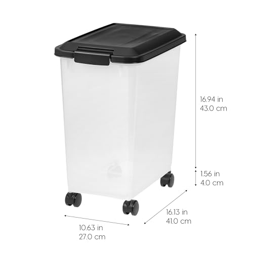 IRIS USA Dog Food Storage Container, 2-Pack, Up to 54 lbs, Black | Made in USA, Comes with Wheels, Airtight Seal, BPA-Free, Bird Seed, Cat food, Cat Litter, Treats, Multi-Pet Use - color: Black, size: 30 lbs - 2 Pack