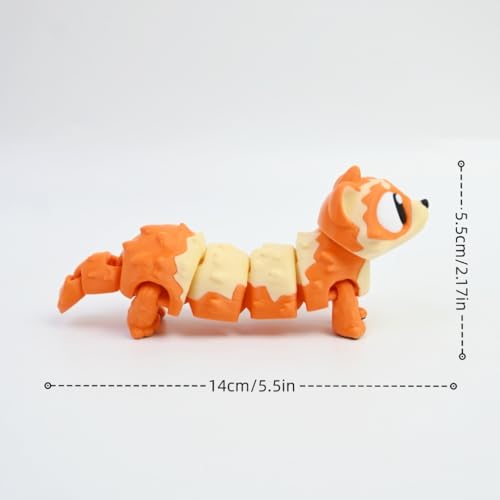 3D Printed Ferret, 3D Printed Animals, Full Articulated Flexible Fidget Toys for Desk Décor - Orange - Small - 5.5Inch - color: Ferret-orange