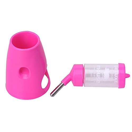 Litewoo 2 in 1 Hamster Water Bottle, Automatic Drinker and Cabin Fits Syrian Dwarf Hamster Mouse Gerbil Mice Chinchilla Small Animal (Pink) - color: Pink