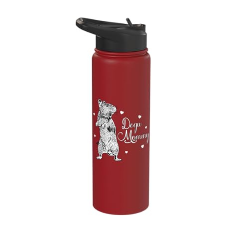 Rodent lovers - Degu Mommy Stainless Steel Insulated Water Bottle - color: Red