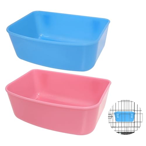 6 Pack Feeder (Blue, Pink), Hanging Feeder,Food and Water Container, Bath Water Bowl Universal for Birds Hamsters Mice Rats Rabbit Guinea Pig Small Pets (S) - size: S