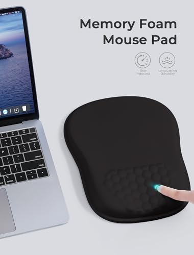 Minimalist Black Ergonomic Mouse Pad for Carpal Tunnel Pain Relief, 65% Usable Mouse Area in Compact Size, Memory Foam Concave Wrist Rest for Office, PC, Gaming - color: 09 Black