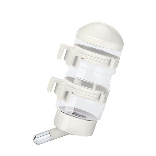 No Drip Dog Kennel Water Bottle Dispenser for Crate, 400ml Dripless Pet Drinking Fountains Kettle with Automatically Feeding Water (White) - color: White