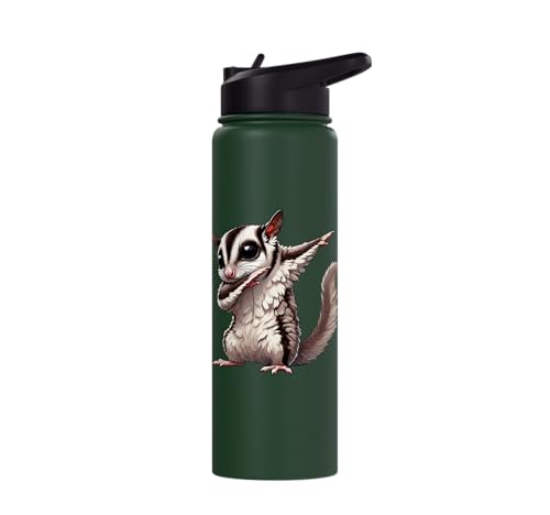 Sugar Glider, Dabbing | Kids, Girls, Boys | Sugar Glider Stainless Steel Insulated Water Bottle - color: Dark Green