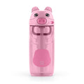Ello Ellies 16oz BPA-Free Plastic Leakproof Kids Water Bottle, Pig | Animal shaped plastic kids water bottle with straw, leakproof locking lid, carry handle, & BPA-free design for school lunches - color: Pig, size: 16 Ounces