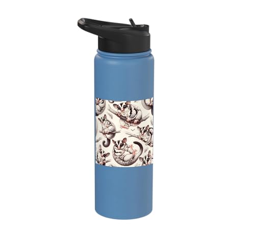 Beautiful Sugar Glider Pattern Aesthetic Sugar Gliders Stainless Steel Insulated Water Bottle - color: Light Blue