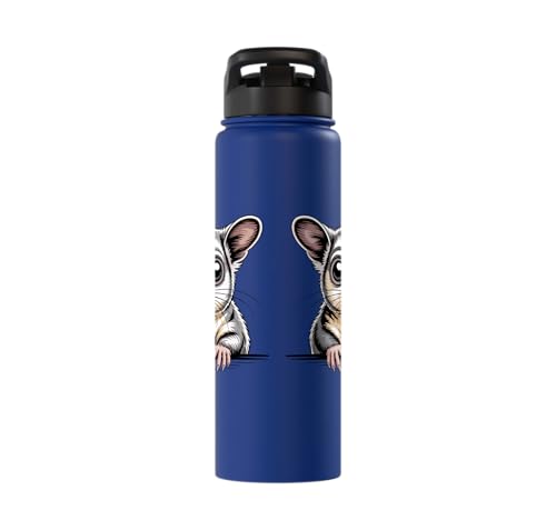 Sugar Glider Cute Peeking Marsupial Funny Animals Stainless Steel Insulated Water Bottle - color: Royal Blue