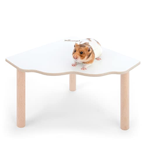 Niteangel Hamster Play Wooden Platform: Triangle - 9" L x 9" W - 6.3" H | Can Maximizes Cage Space & Enriches Pet environment for Dwarf Syrian Hamsters Gerbils Mice Degus or Other Small Pets - color: White, size: Triangle - 9'' L x 9'' W - 5.9'' Height