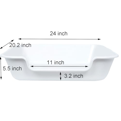 Extra Large Low Entry ABS Cat Litter Box, White, 24" L x 20" W, 1 Pack | Durable low entry litter box, non-stick, odor-free, ideal for seniors, kittens, rabbits, large cats and multi-pet homes. - color: White, size: Large (Pack of 1)