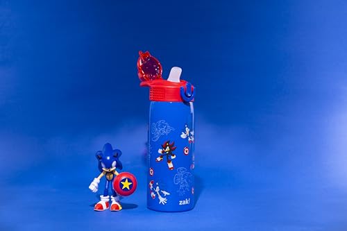 Zak Designs Sonic the Hedgehog Sage 19oz Leak-Proof Straw Kids Water Bottle | BPA Free, Insulated Stainless Steel, Cupholder Friendly, Dishwasher Safe, Lid Lock, Handle, For School, Home, Travel, Outdoor - color: Sonic the Hedgehog (Sage)