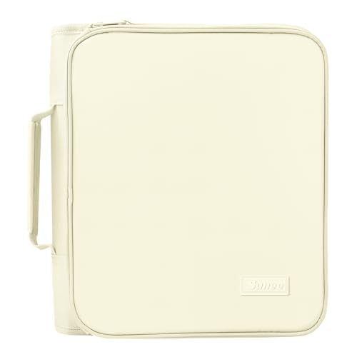 SUNEE Zippered Binder Bag with Handle, 2-Inch 3-Ring O-Ring, 500-Sheet Capacity, Includes Zip Pocket, 5-Tab Expanding File Folder, Multi-Pocket Organizer Binder for Middle School, Soft Beige - color: Soft Beige