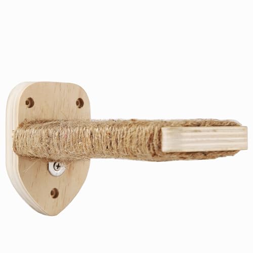 3-in-1 Cat Climbing Wall Steps with Hemp Rope, Shelves and Perches, Scratching Pads for Cats Playing and Climbing (Wood) - color: Wood