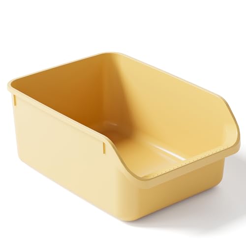 Rabbit Litter Box with Low Entry, High Back Splash Guard for Guinea Pigs, Hamsters, Hedgehogs, Chinchillas & Small Animals, Easy Clean Potty Training Pan for Cage (Yellow) - color: Yellow