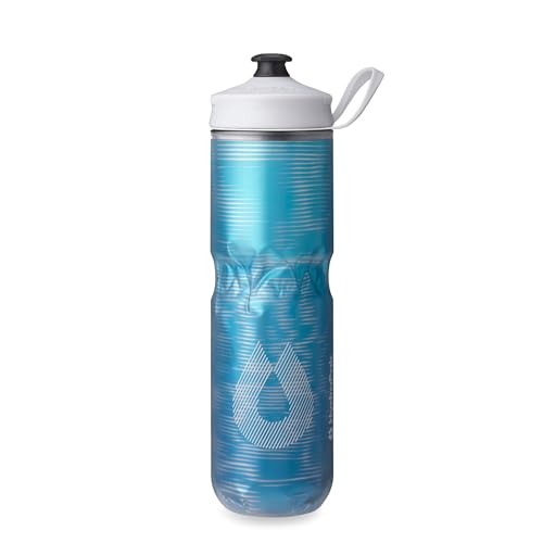 HydraPak Polar Sport Insulated Water Bottle (24oz, Pulse Blue) | High Flow, BPA Free, Tri-Layer Insulation, Leakproof, Dash Handle, Easy Squeeze, Self-Sealing Cap, for Sports - color: Pulse Blue, style: 24oz/700ml